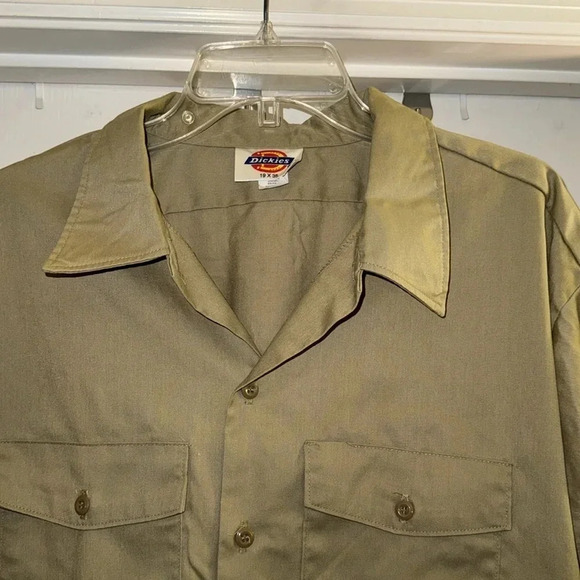 Dickies Long Sleeve Tan Button Down Shirt - Picture 2 of 4